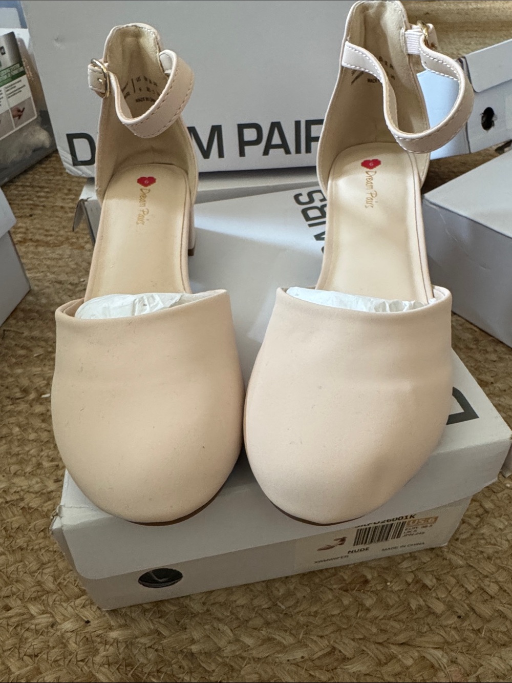 Dream Pairs Blush Ankle-Strap Round-Toe Heels